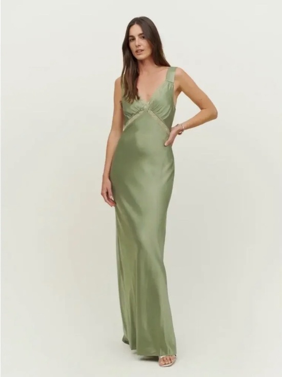 Reformation Dresses & Skirts - Reformation Chania Silk Dress Artichoke - M - avail to ship friday dry cleaned